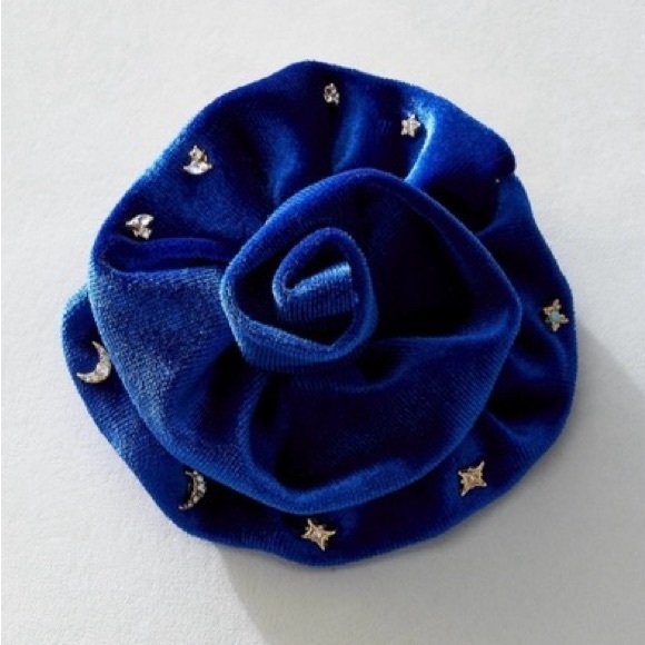 NWT Free People Velvet Rosette Stud Earring Pack & Brooch - Black, Blue, Pink - Picture 2 of 10